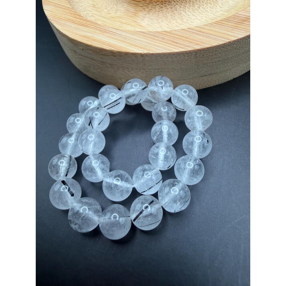 Black Tourmaline in Quartz 7mm Bracelet